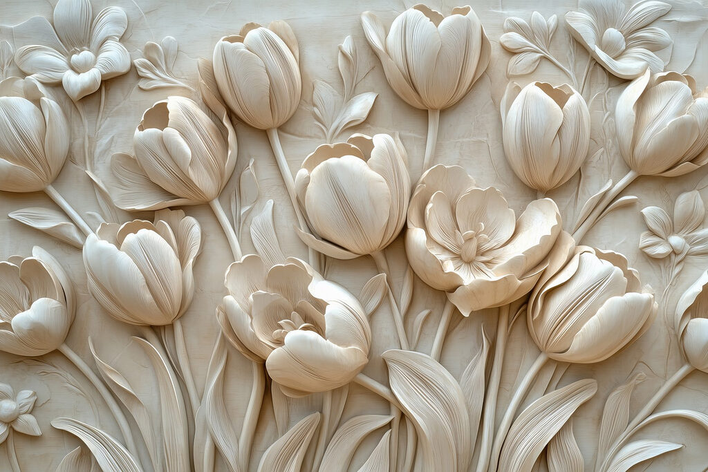 Tulipany w reliefie — cały wzór