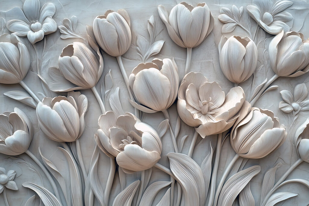 Tulipany w reliefie — cały wzór