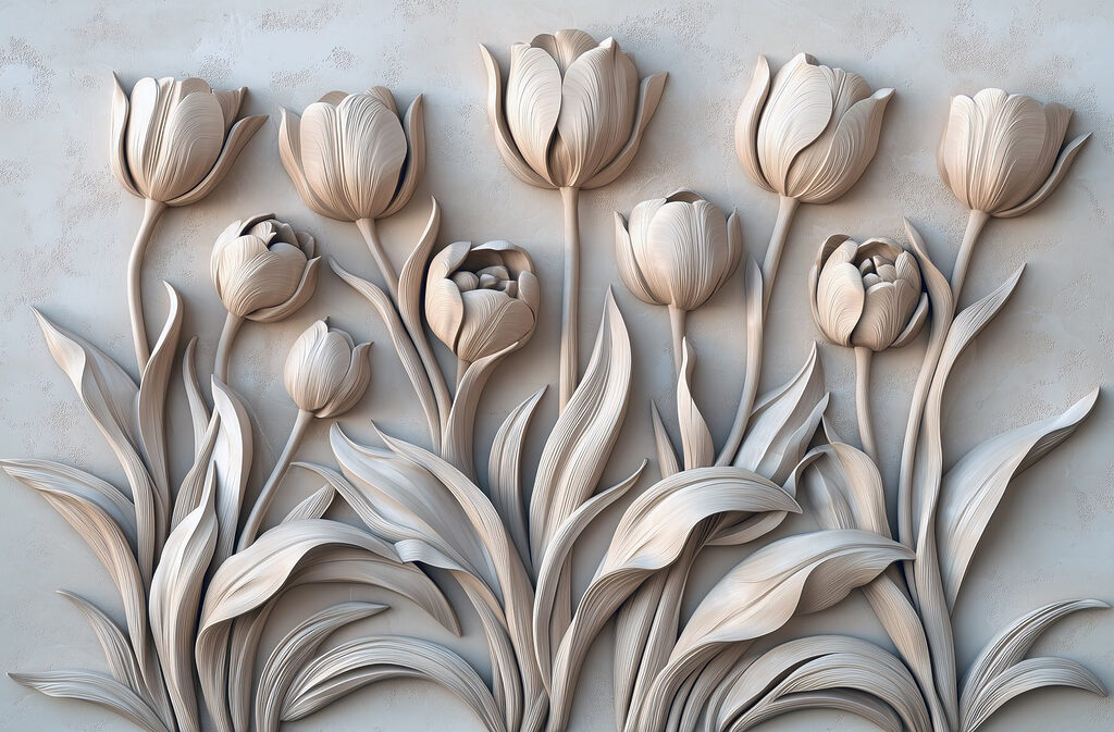 Tulipany na długich łodygach — cały wzór