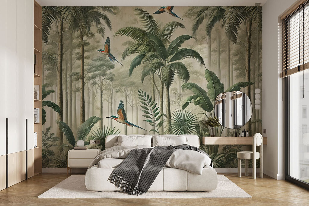 Ptaki wśród wysokich palm — wnętrze 2