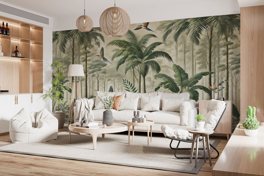 Ptaki wśród wysokich palm — wnętrze 5