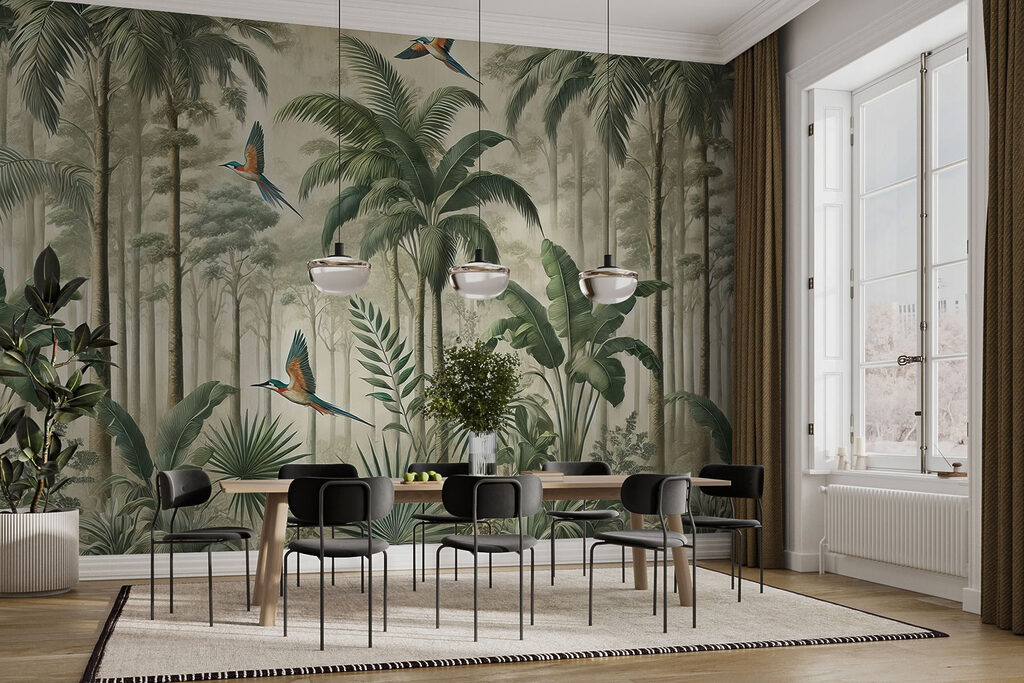 Ptaki wśród wysokich palm — wnętrze 9