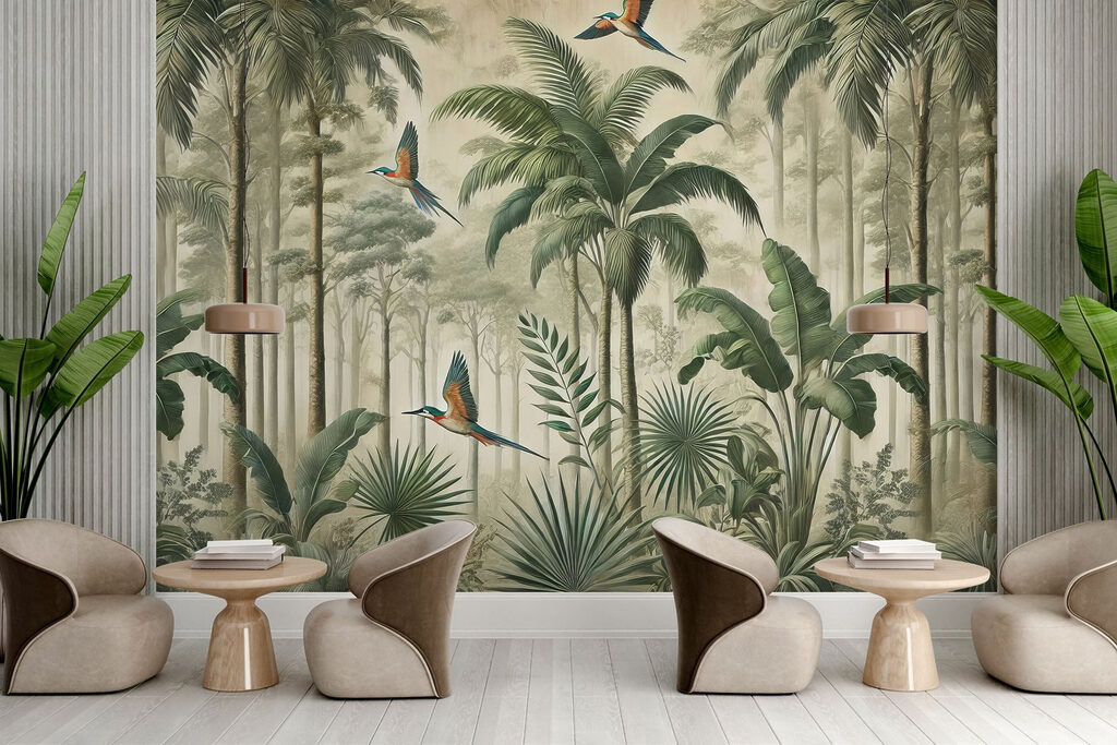 Ptaki wśród wysokich palm — wnętrze 11