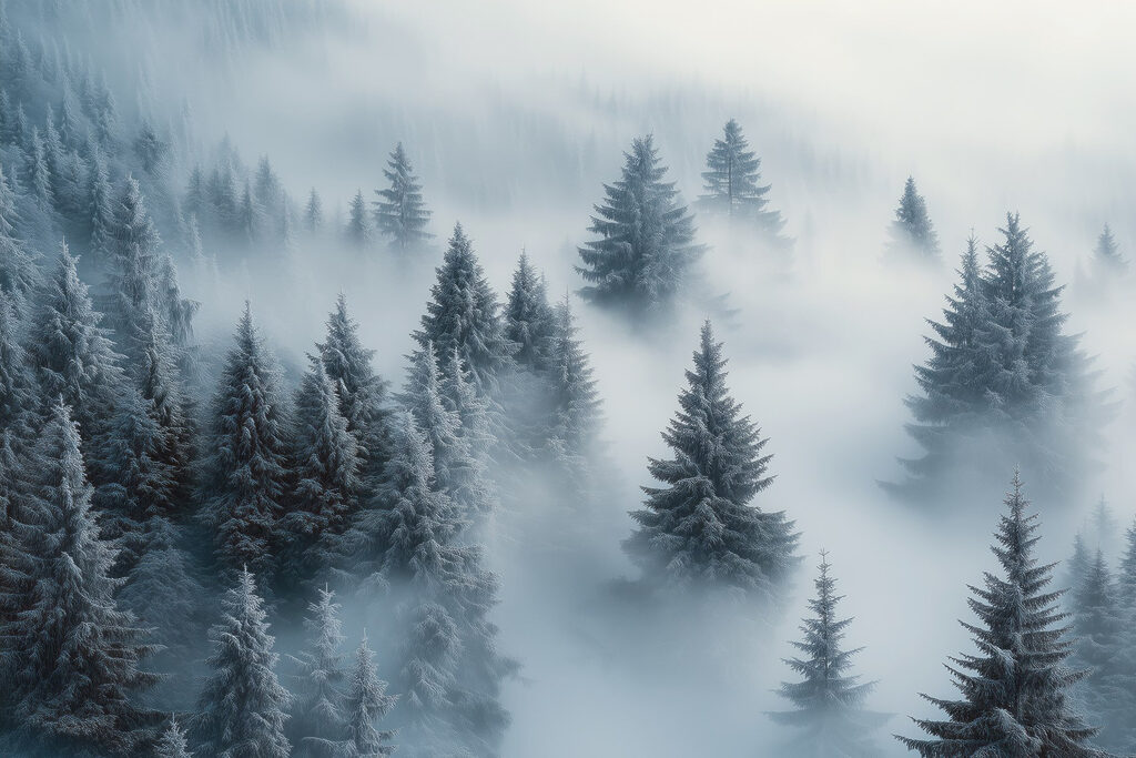Sosny we mgle — cały wzór