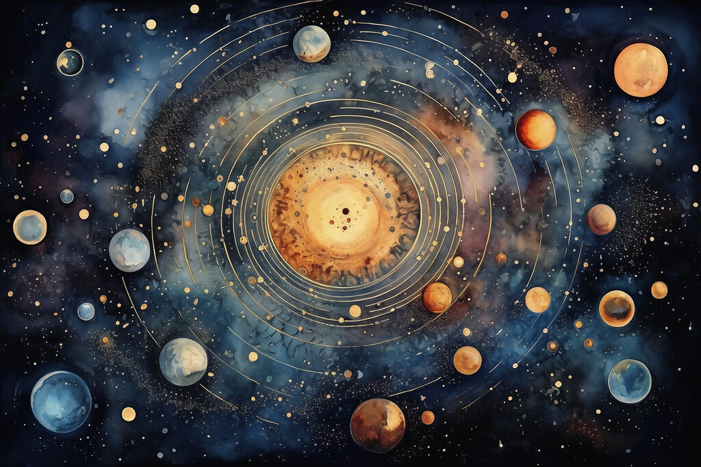 Słońce między planetami — cały wzór