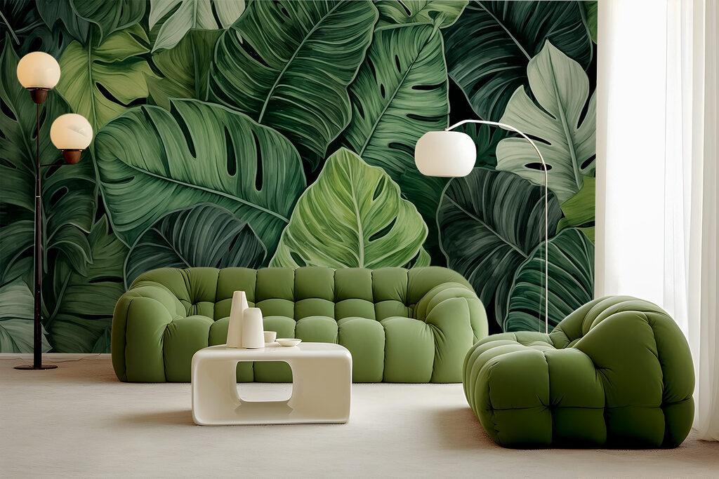 Monstera w liściach — wnętrze 2