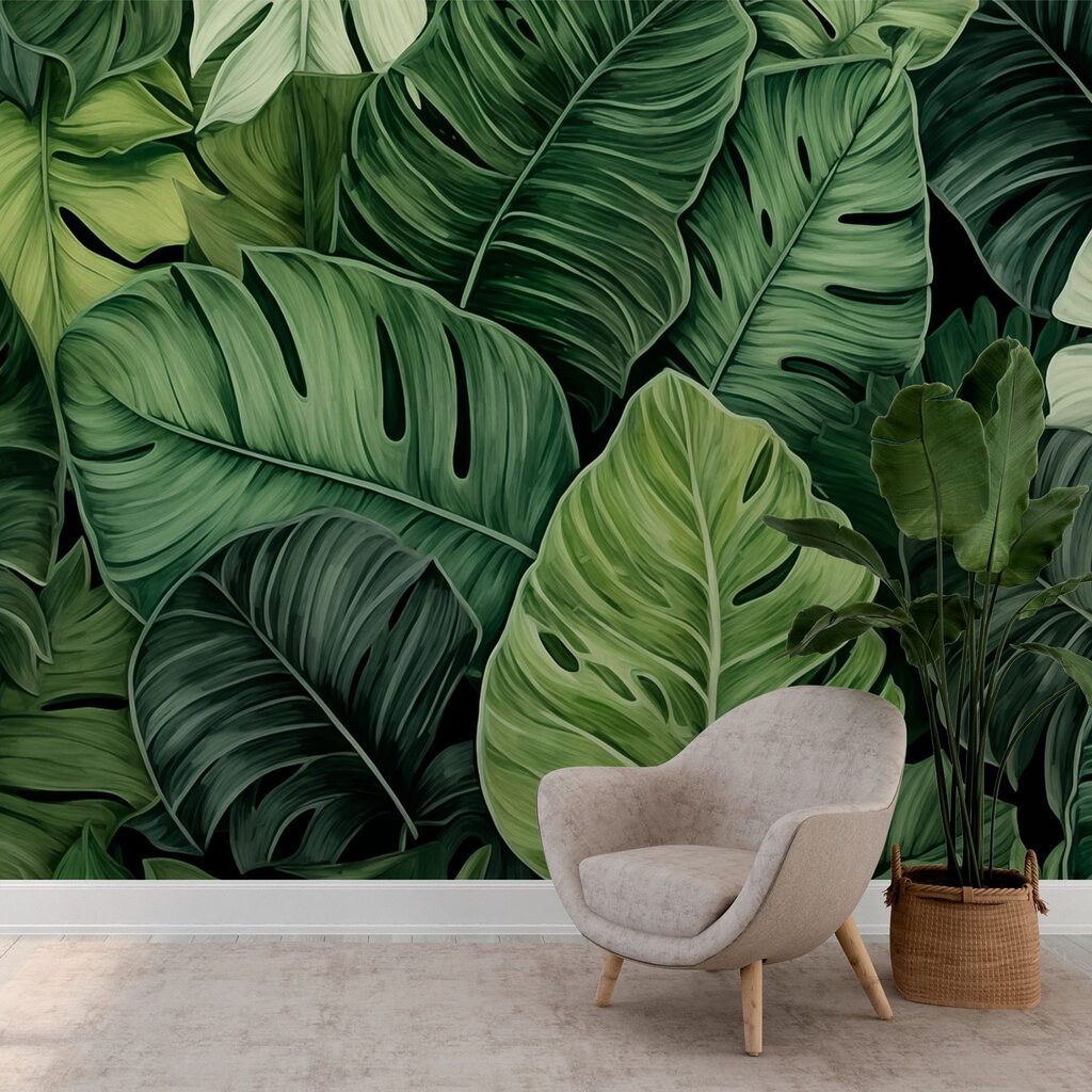 Monstera w liściach — wnętrze 3