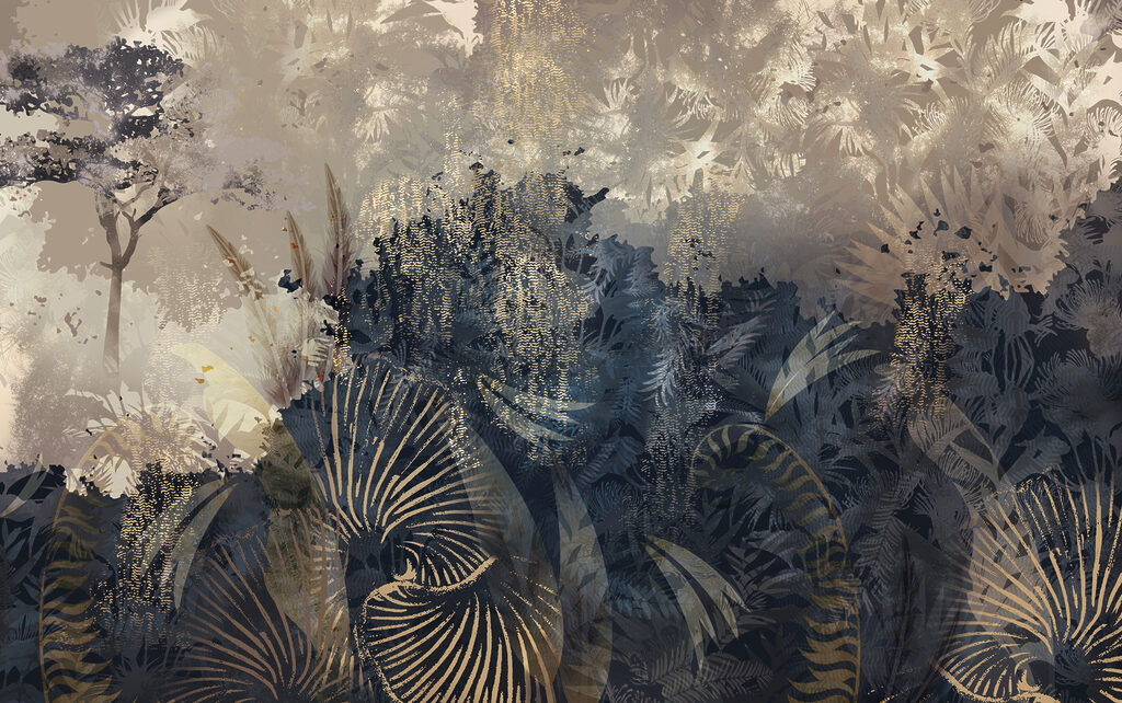 Ciemne liście przed lasem — cały wzór