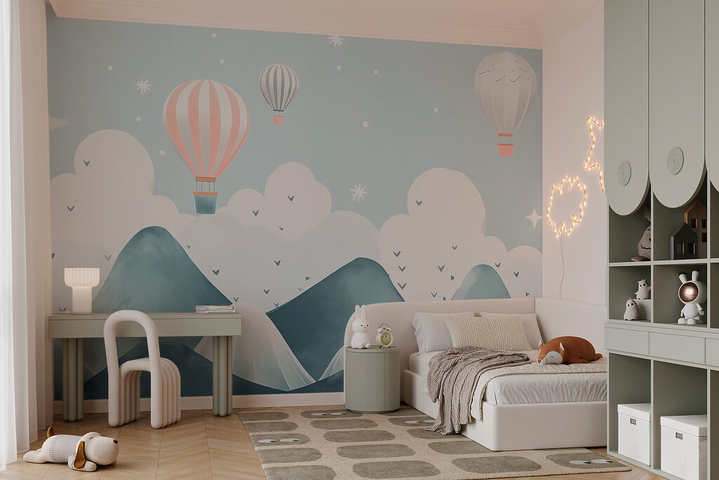 Balony nad niebieskimi szczytami we wnętrzu