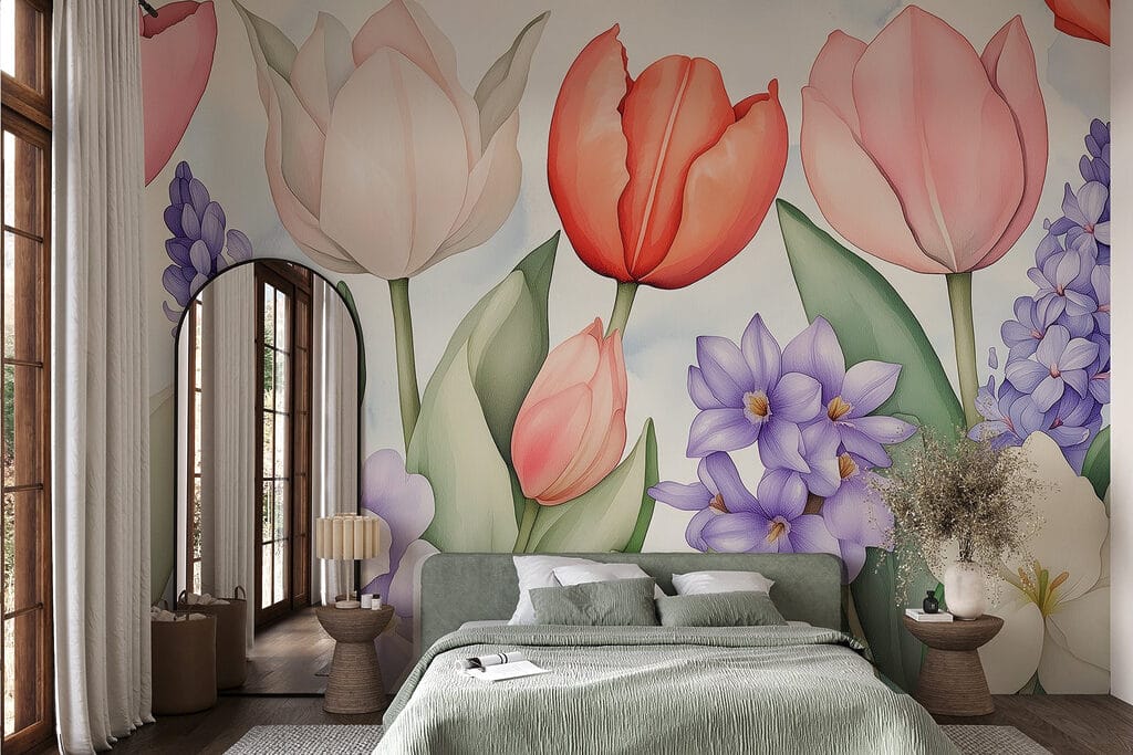 Tulipany wśród fioletowych kwiatów — wnętrze 3