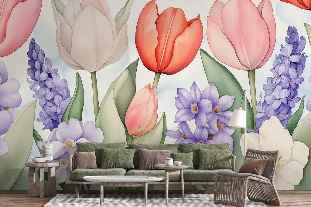 Tulipany wśród fioletowych kwiatów — wnętrze 4