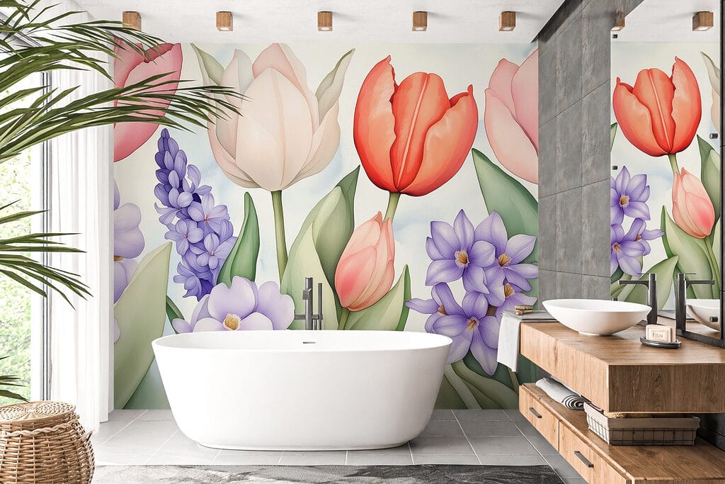 Tulipany wśród fioletowych kwiatów — wnętrze 6