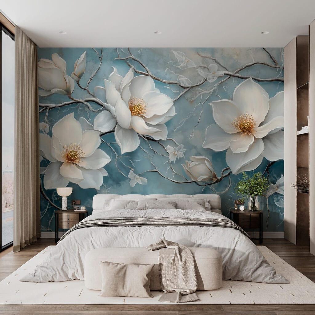 Magnolia na zmatowiałym błękicie — wnętrze 1