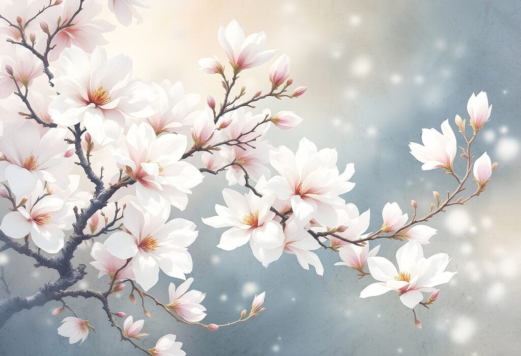 Magnolia pod miękkim światłem — cały wzór