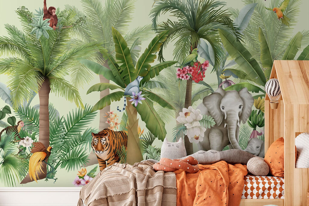 Dżunglowe zwierzęta wśród palm — wnętrze 1