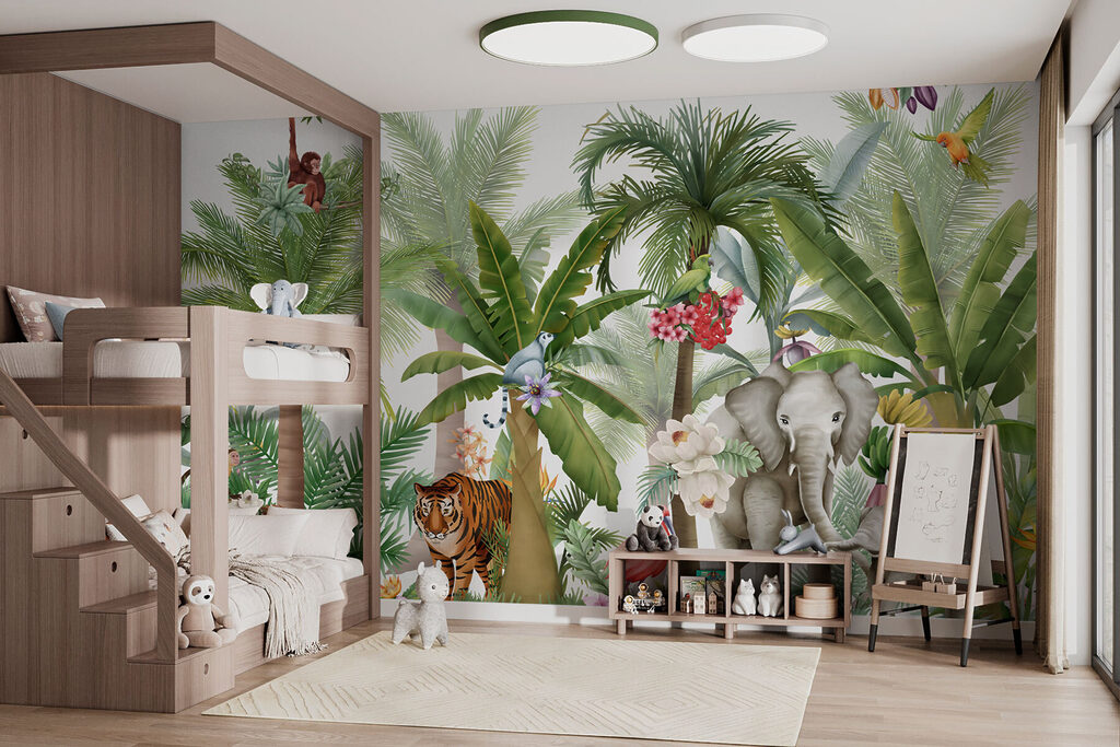 Dżunglowe zwierzęta wśród palm — wnętrze 1