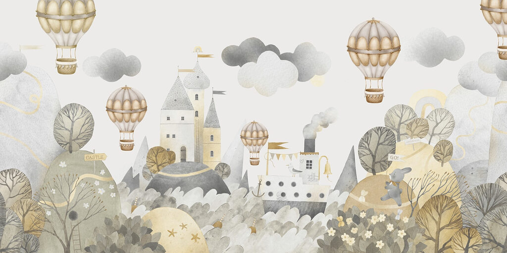 Bajkowy zamek z balonami — cały wzór
