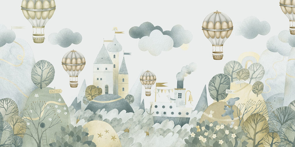 Bajkowy zamek z balonami — cały wzór