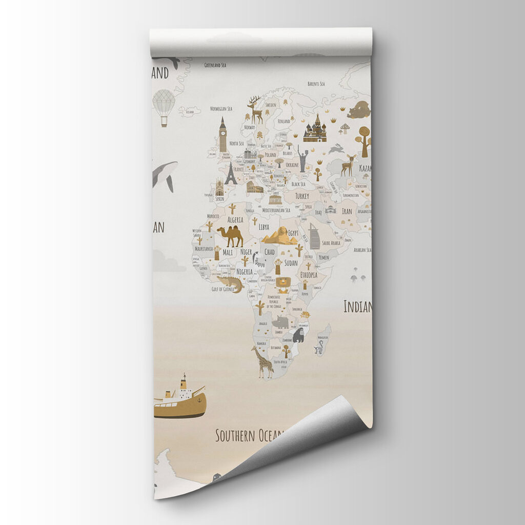 Mapa świata pełna zwierząt — widok produktu