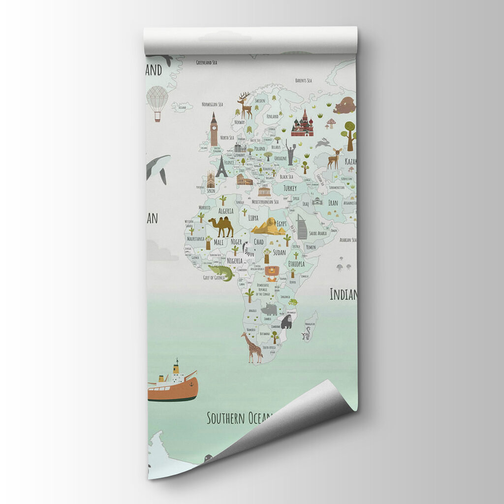 Mapa świata pełna zwierząt — widok produktu