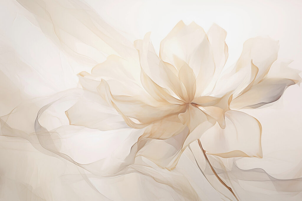 Kremowy kwiat w woalu — cały wzór