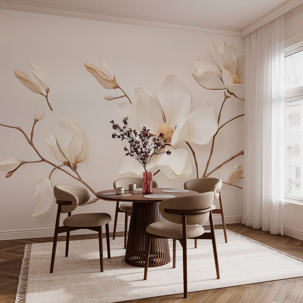 Biała magnolia na gałązkach — wnętrze 2