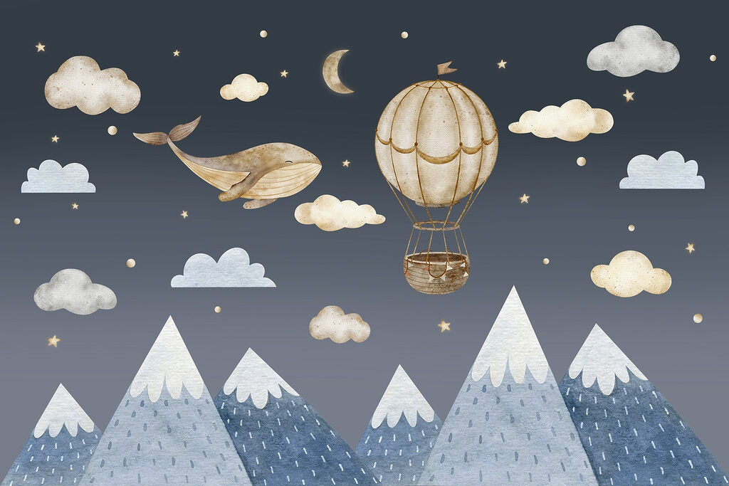 Wieloryb i balon — cały wzór