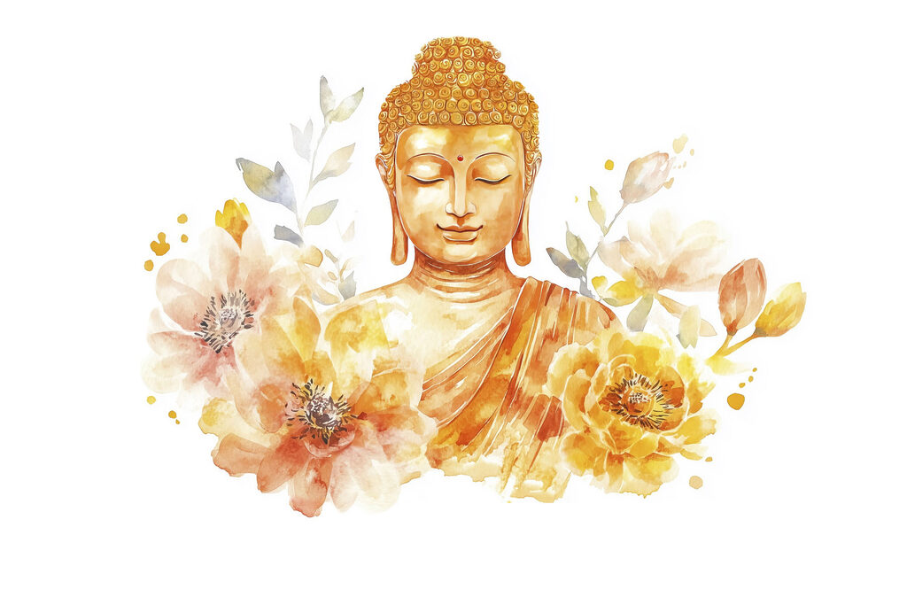 Budda wśród kwiatów — cały wzór