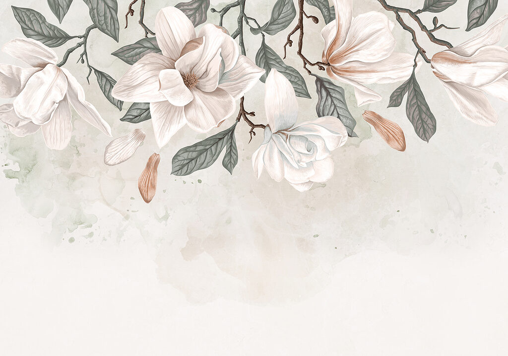 Magnolia przy górnej krawędzi — cały wzór