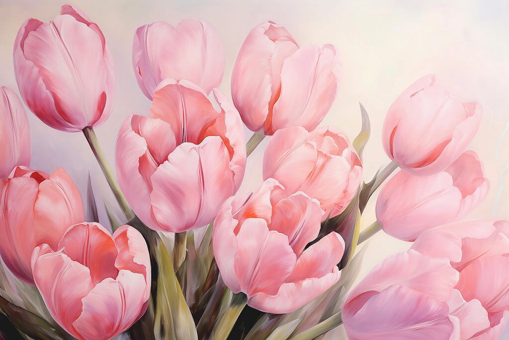 Gęste różowe tulipany — cały wzór