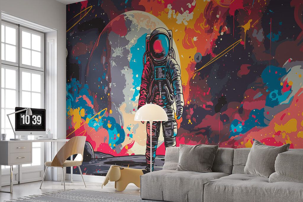 Astronauta wśród kolorowych plam — wnętrze 1