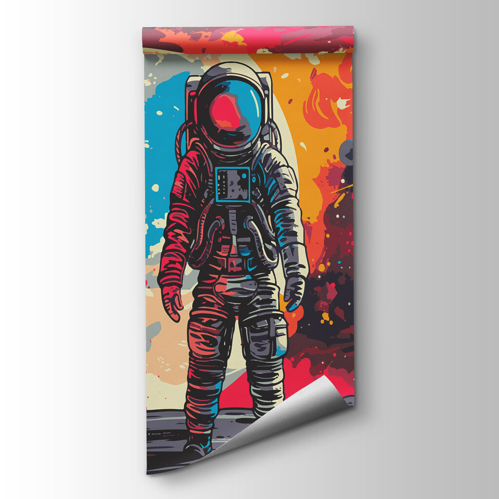 Astronauta wśród kolorowych plam — widok produktu