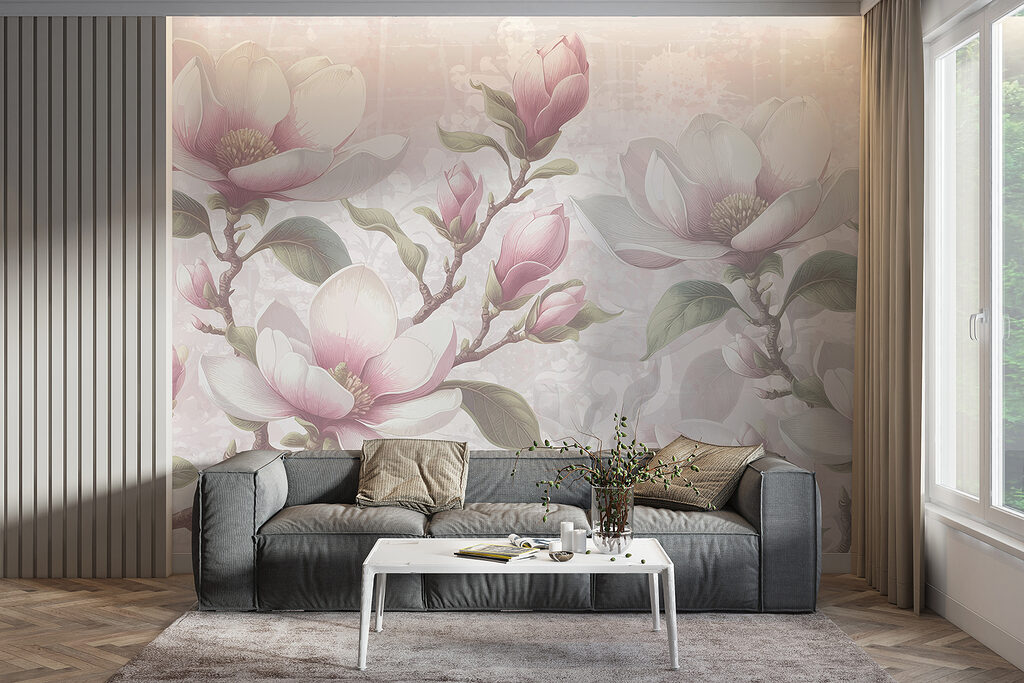Różowa magnolia na szarości — wnętrze 5
