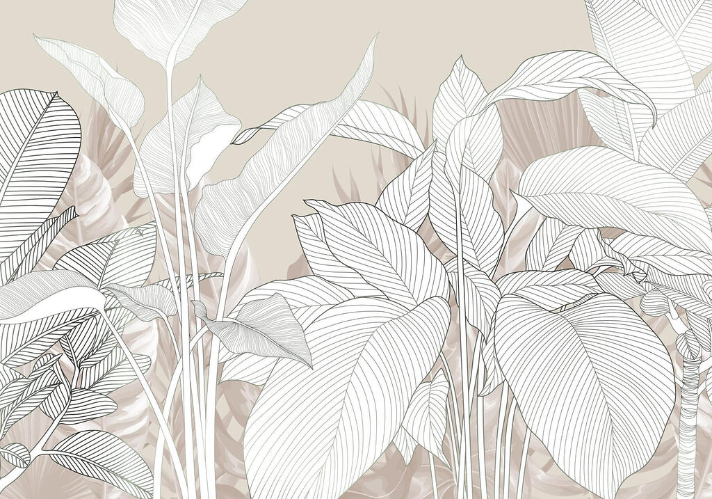 Białe liście z nerwami — cały wzór
