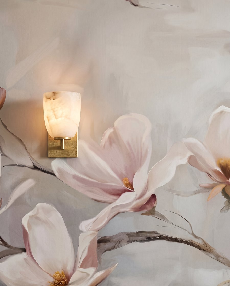 Gałąź magnolii na ścianie — detal