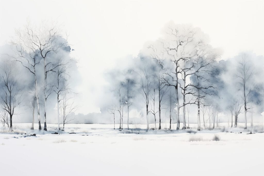 Błękitne drzewa nad śniegiem — cały wzór