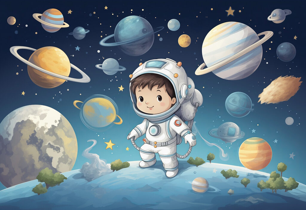 Astronauta między planetami — cały wzór