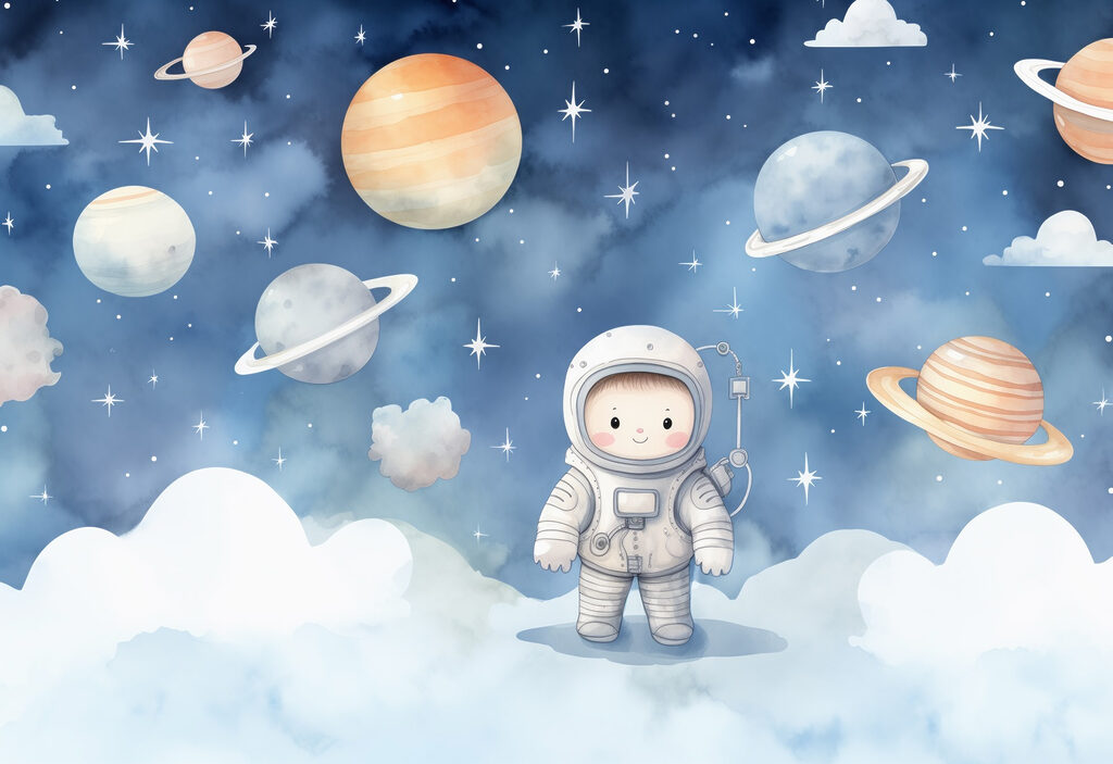 Astronauta nad chmurami — cały wzór