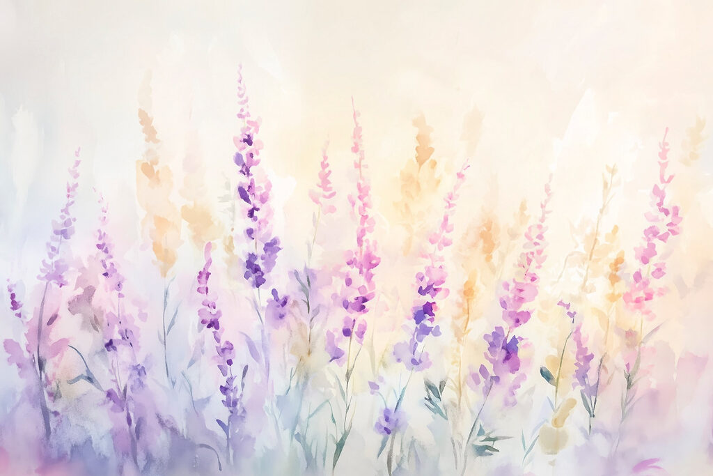 Smukłe kwiaty w akwareli — cały wzór